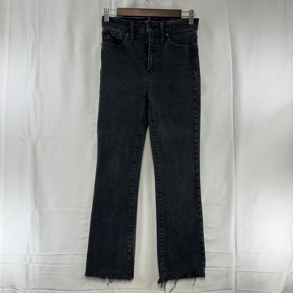 Madewell Cali Demi-Boot Jeans Womens 26 Black High Rise Raw Hem Stretch
